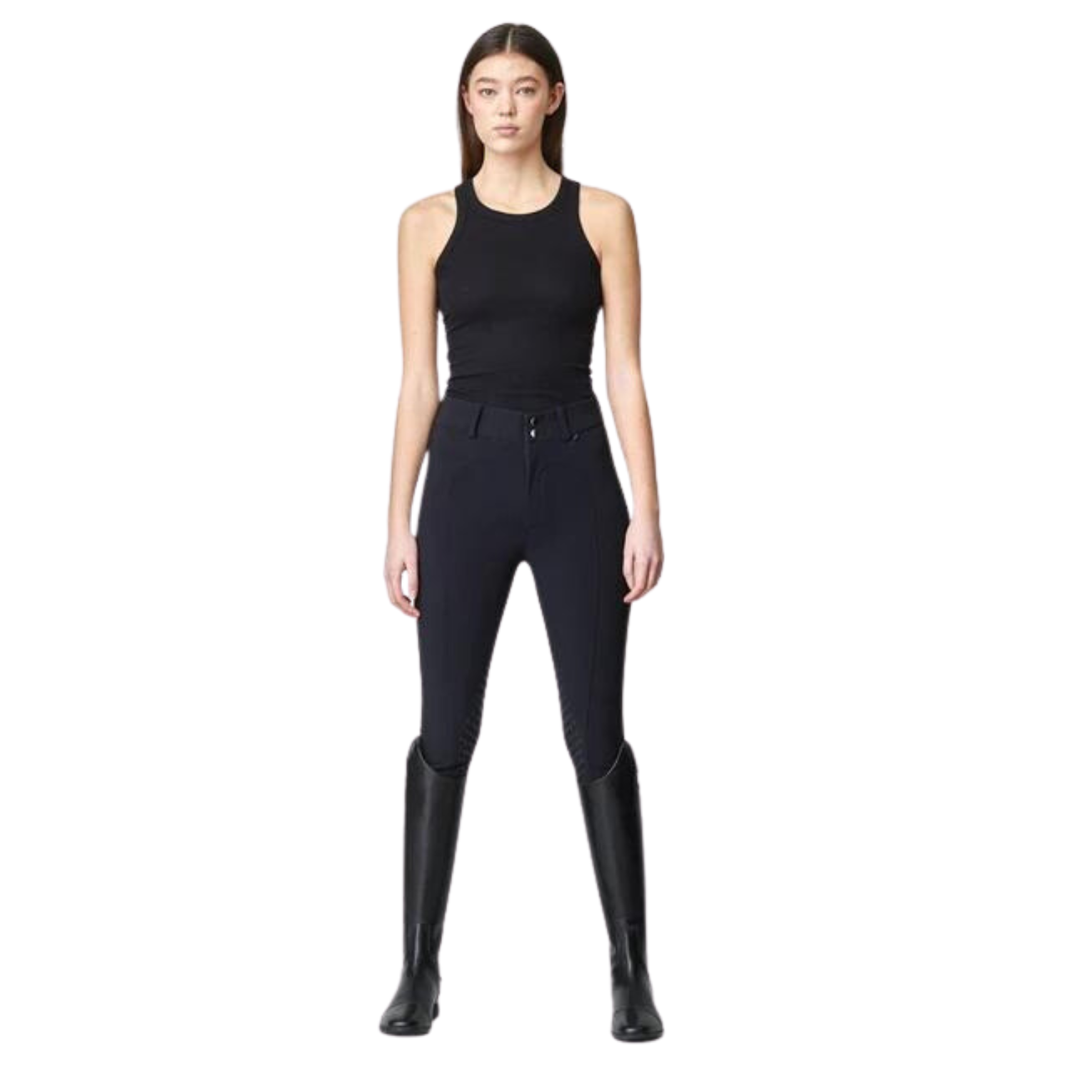 Ladies Extra High-Rise Compression Knee Grip Breeches - Black