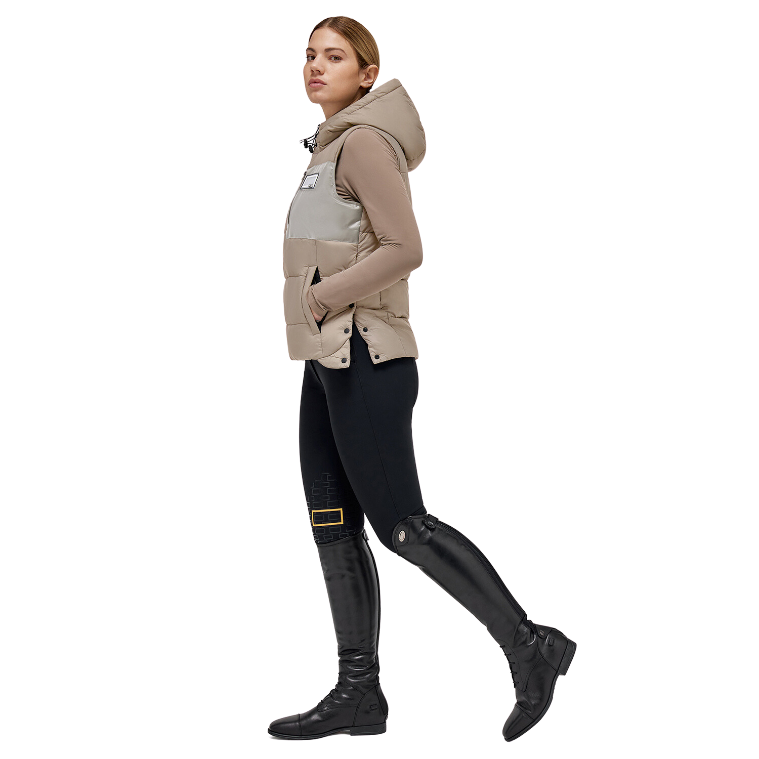 Ladies RG Quilted Hooded Puffer Vest - Sand