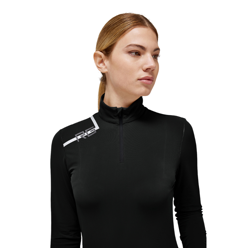 Ladies RG Brushed Fleece Long Sleeve Training Polo - Black