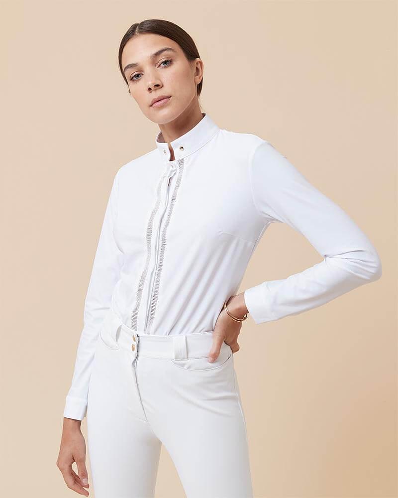 Ladies Venezia Long Sleeve Show Shirt - White