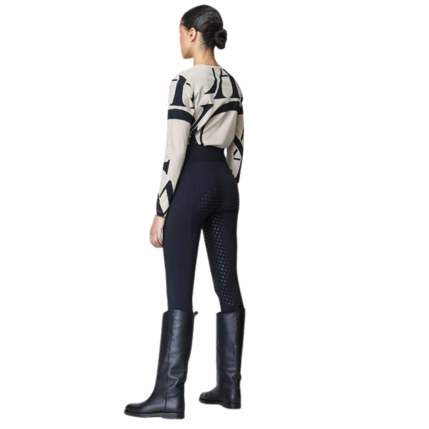 Ladies Compression Pull-On Knee Grip Breeches - Black