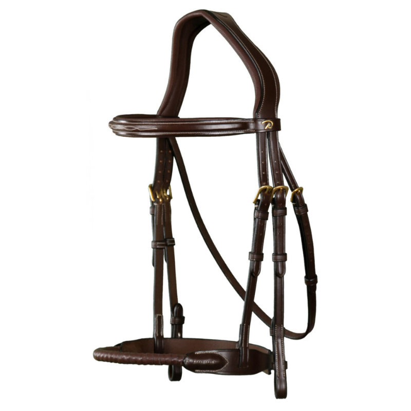 product shot image of the dy'on leather covered rope noseband bridle