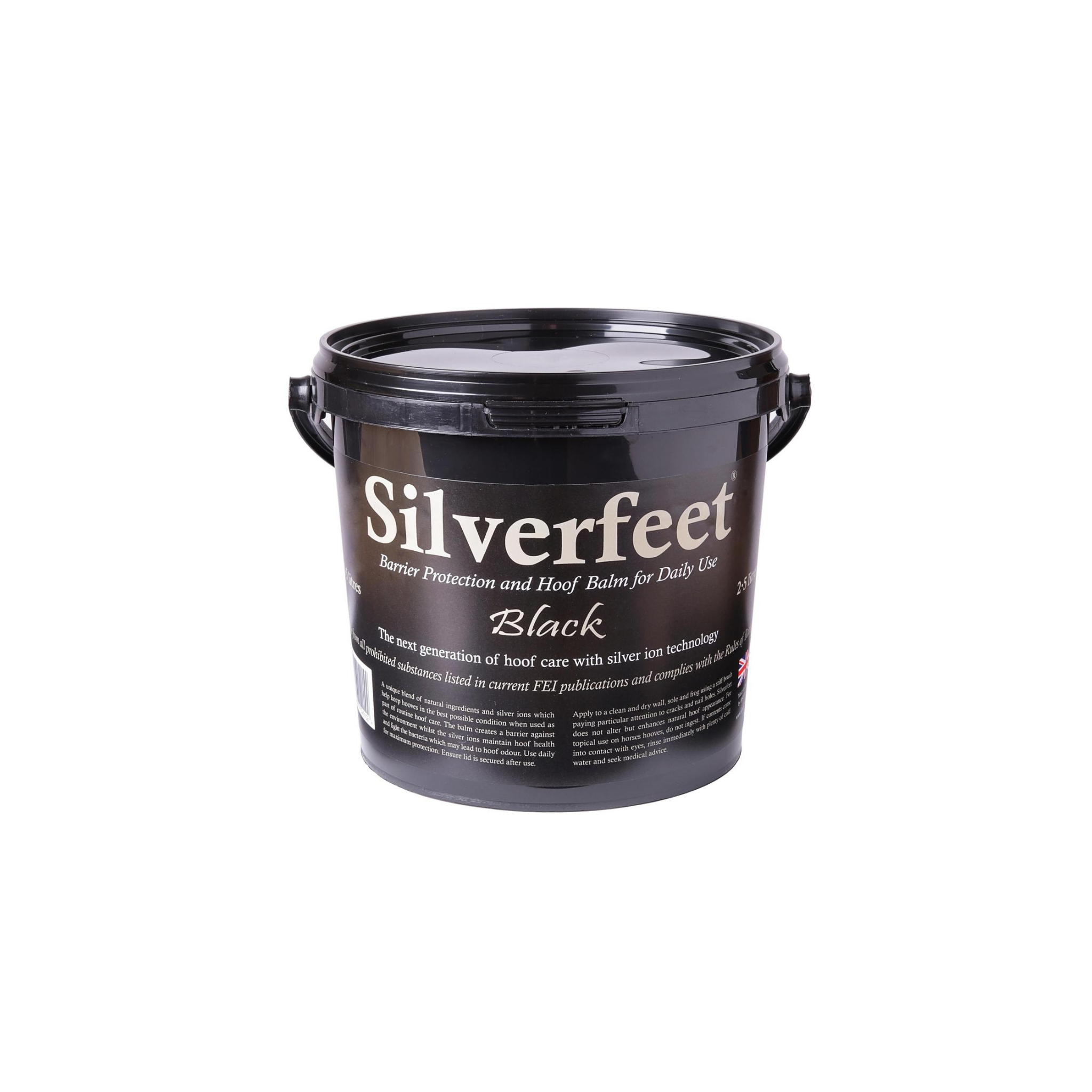 product shot image of the silverfeet hoof balm black 2 5 litres