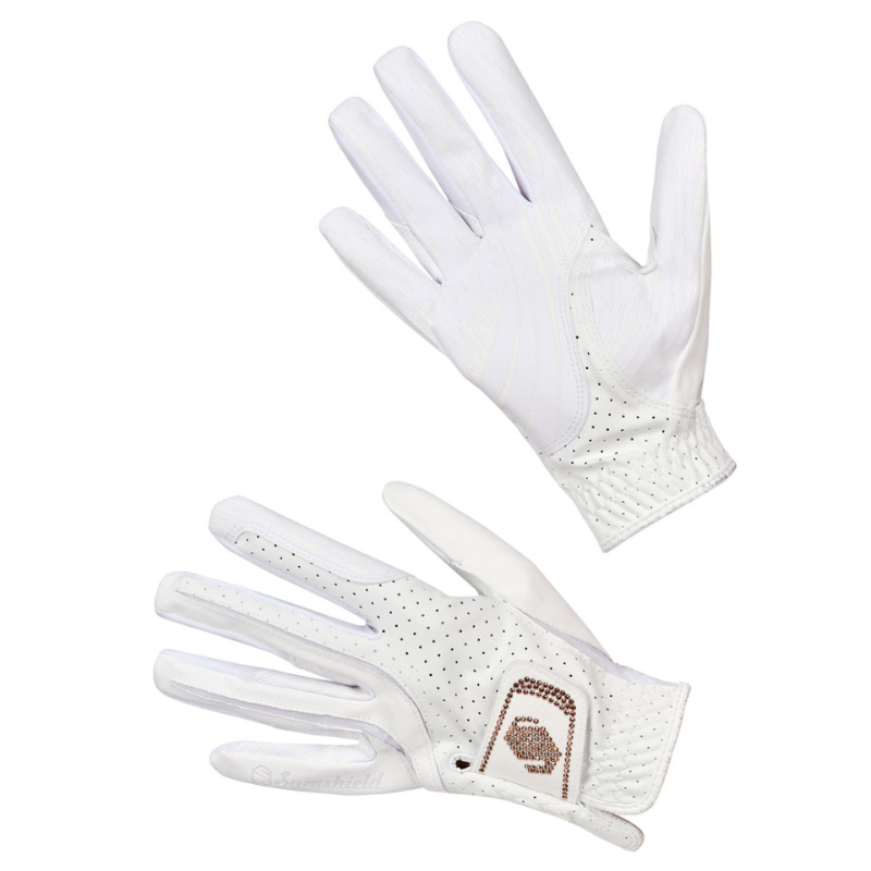 V-Skin Swarovski Gloves - White/Rose Gold