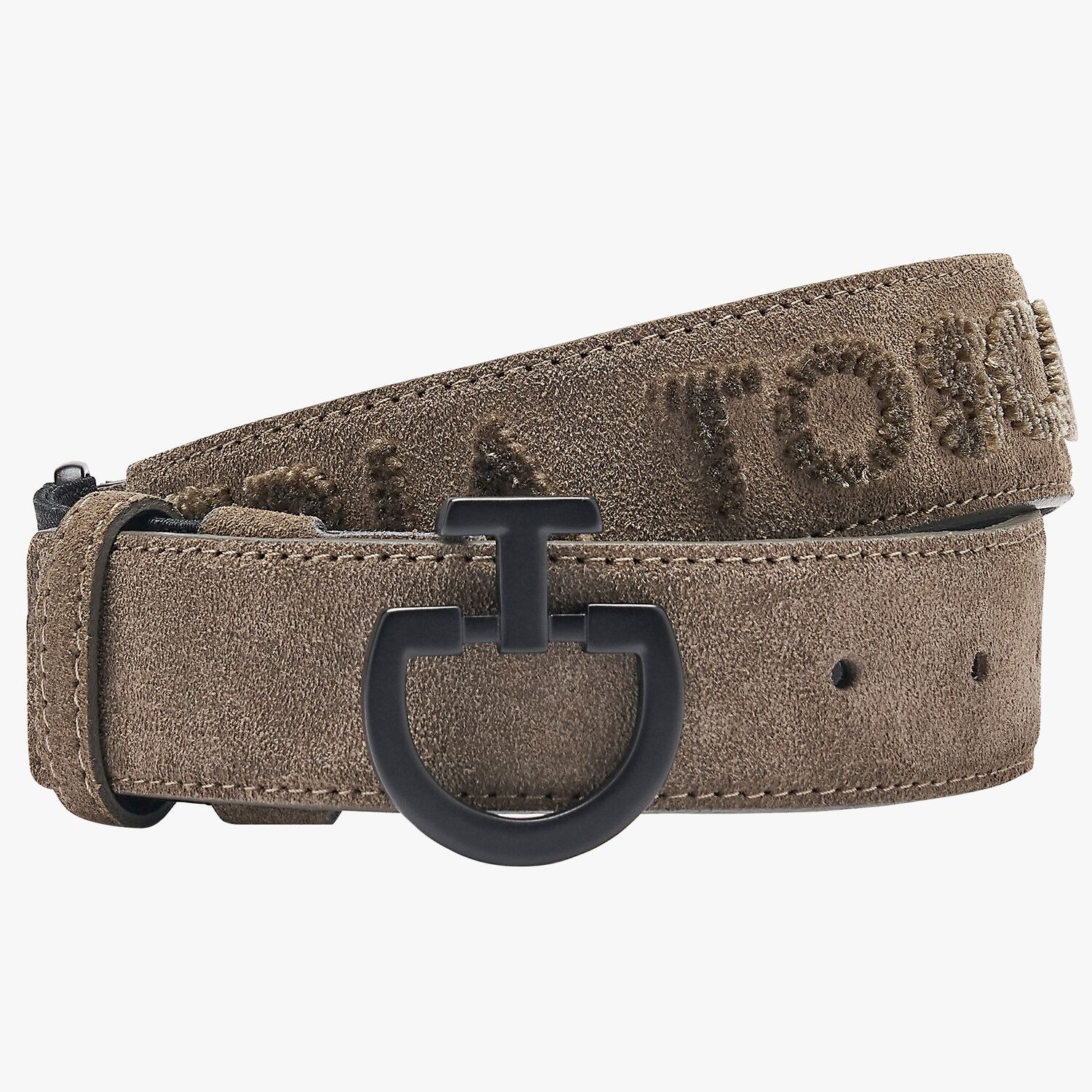 product shot image of the Ladies Suede Belt with Tufted Logo - Sand