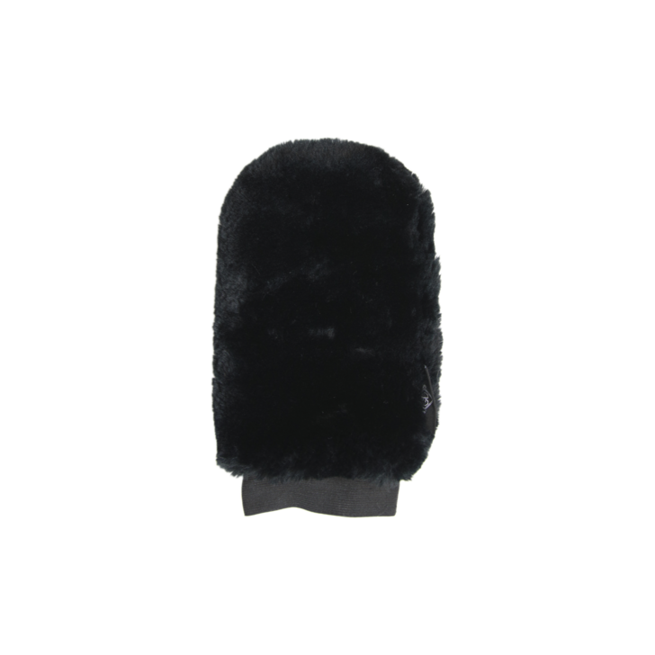 product shot image of the kentucky horsewear grooming deluxe sheepskin grooming glove black