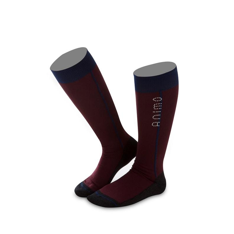 product shot image of the animo top swarovski riding socks burgundy