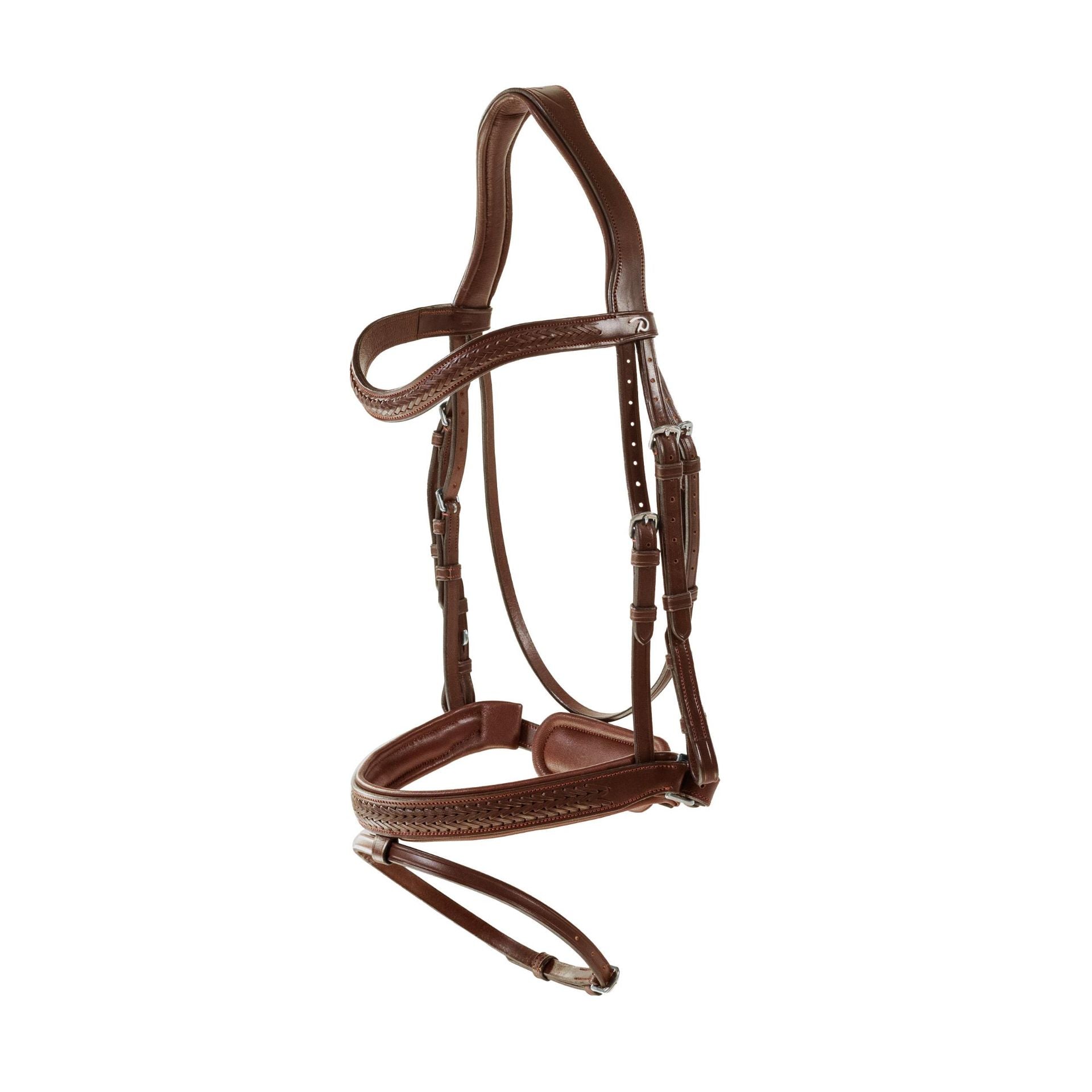 New English Collection Plaited Flash Noseband Bridle with Pull Back
