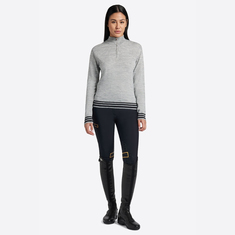 Ladies RG Wool Blend Half Zip Sweater - Grey