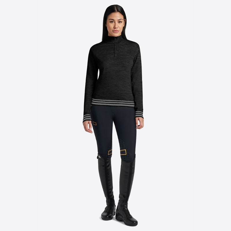 Ladies RG Wool Blend Half Zip Sweater - Black