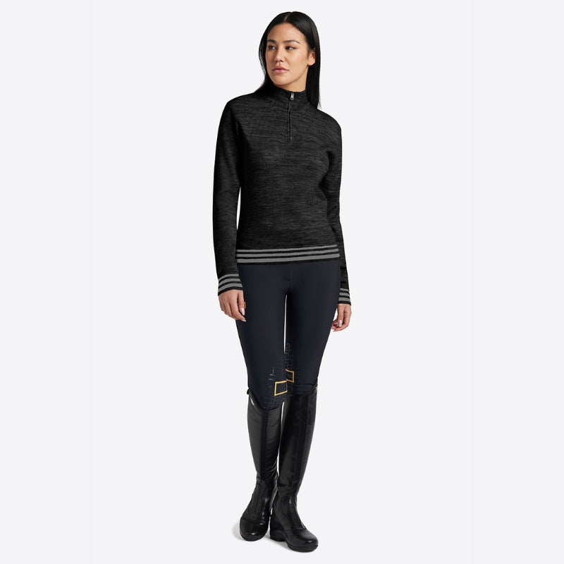 Ladies RG Wool Blend Half Zip Sweater - Black