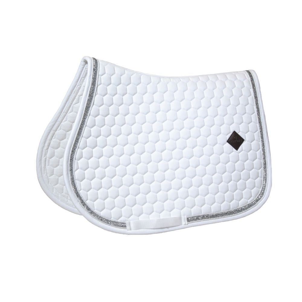 Glitter Band Jumping Saddle Pad | White | Silver