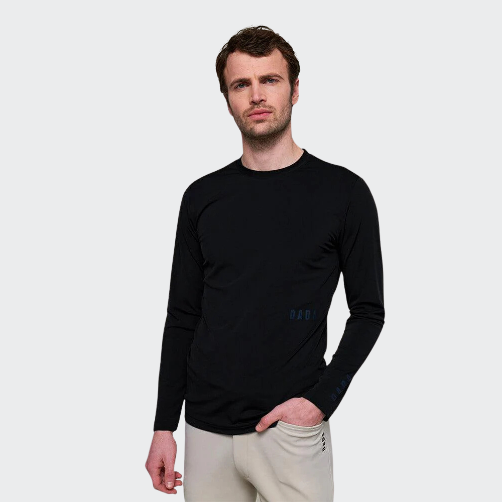 Mens Fellow Long Sleeve Technical Polo - Black