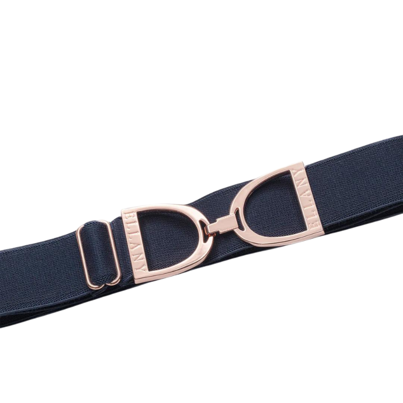 Cinturón elástico con estribo de oro rosa de 1,5" - Azul marino