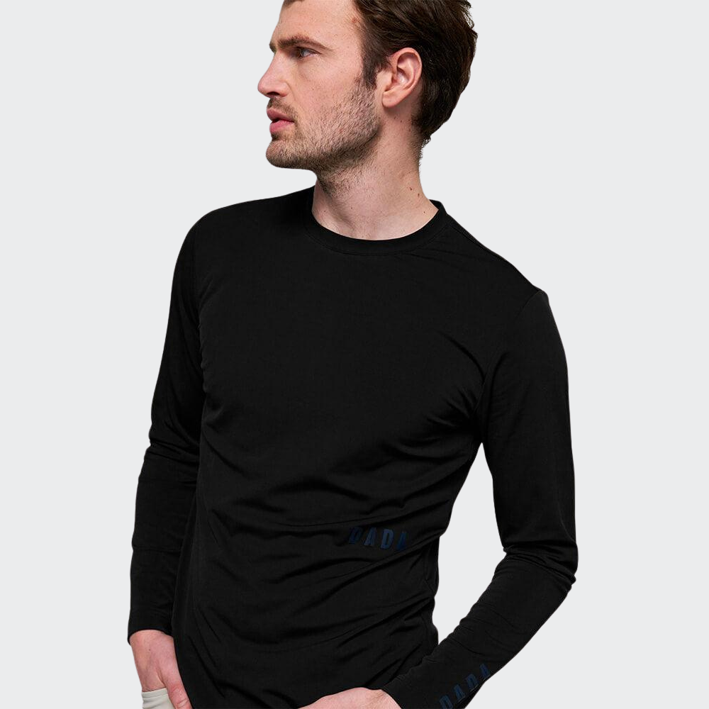 Mens Fellow Long Sleeve Technical Polo - Black