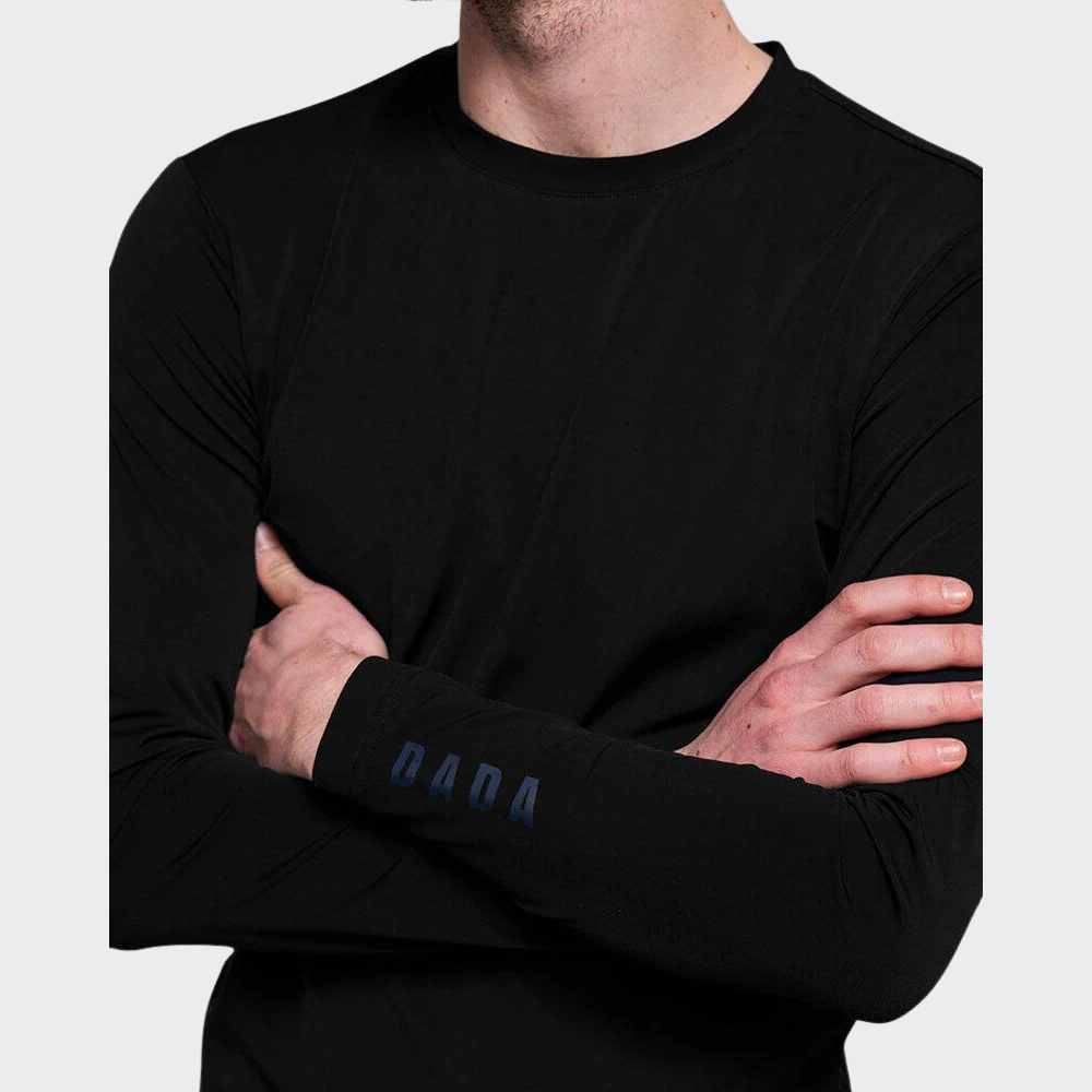 Mens Fellow Long Sleeve Technical Polo - Black