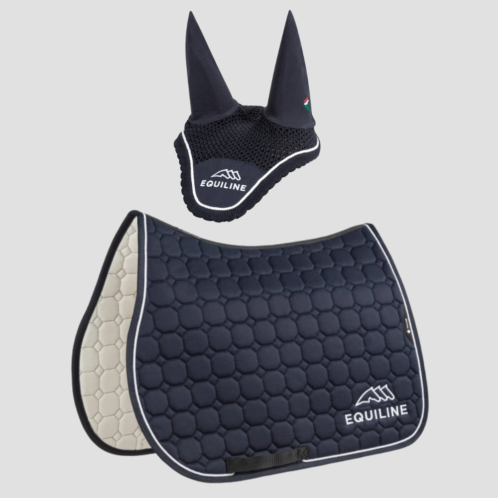 Combiset Outline Jumping Saddle Pad & Fly Hood - Navy