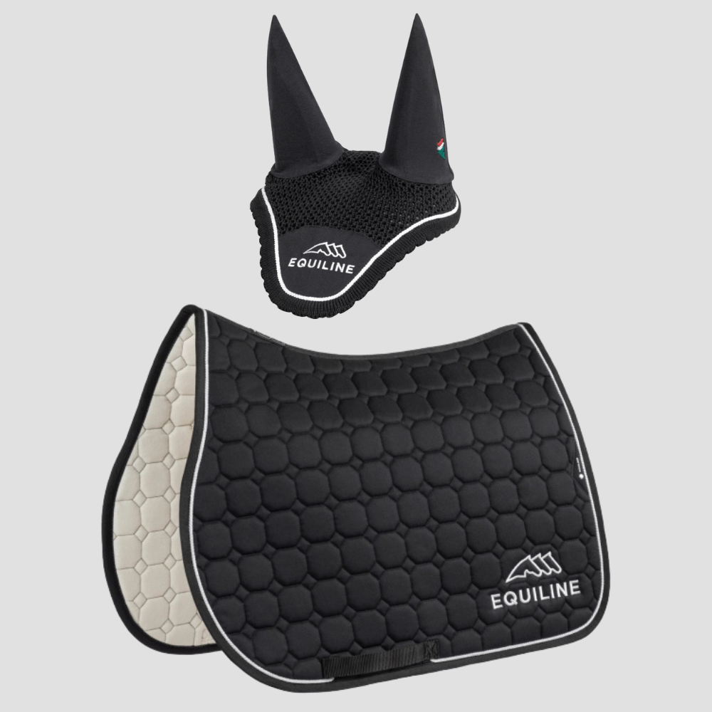 Combiset Outline Jumping Saddle Pad & Fly Hood - Black