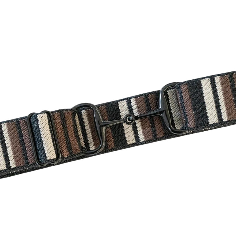 1.5" Black Snaffle Bit Elastic Belt - Black/Brown