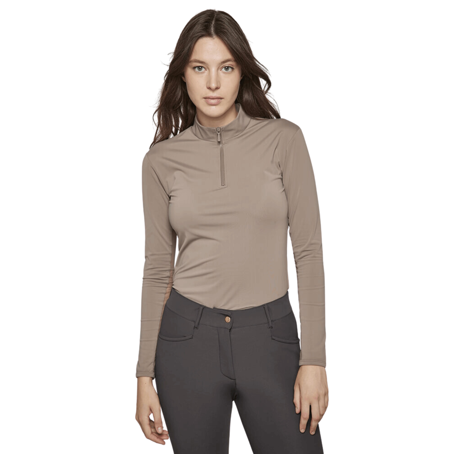 Ladies Indie New Long Sleeve Training Polo - Taupe