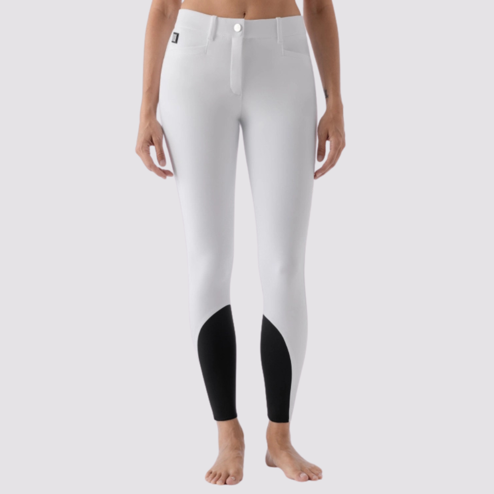 Ladies Atirk Medium Rise Knee Grip Breeches - White