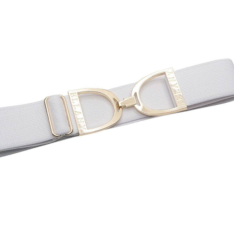 1.5" Gold Stirrup Elastic Belt - White