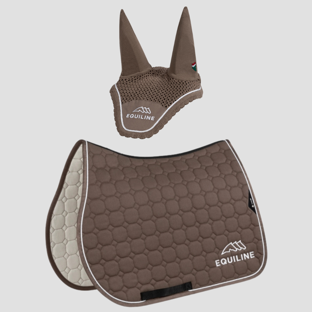 Combiset Outline Jumping Saddle Pad & Fly Hood - Cappuccino