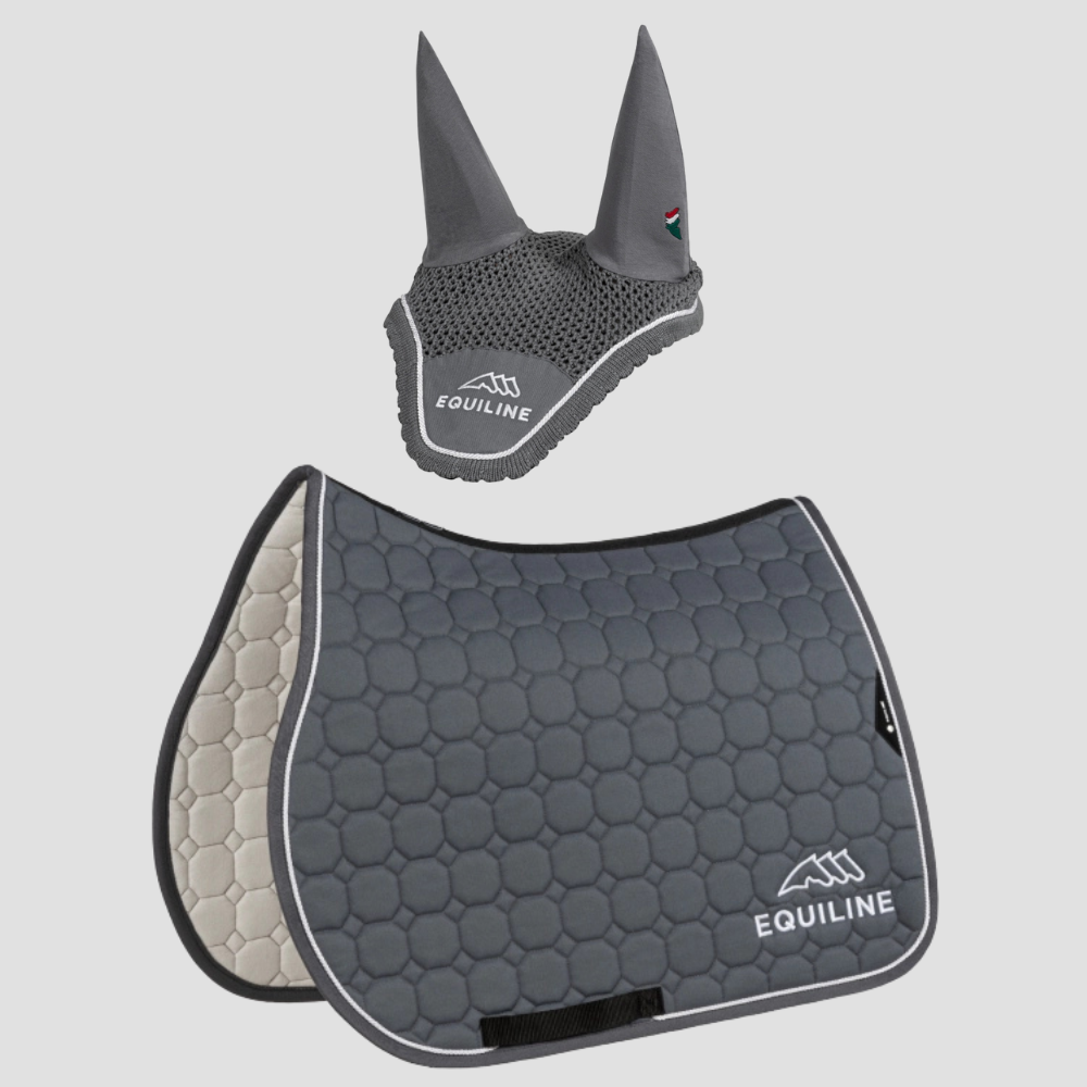 Combiset Outline Jumping Saddle Pad & Fly Hood - Grey