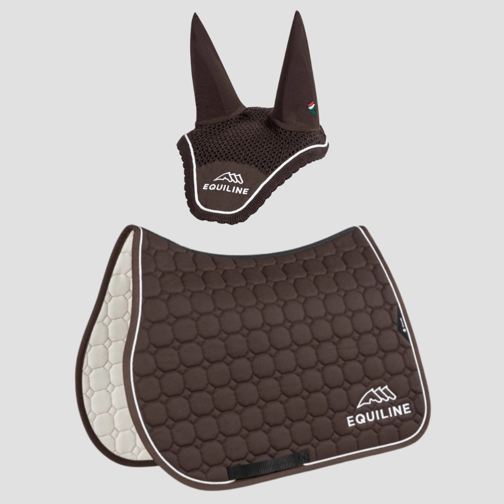 Combiset Outline Jumping Saddle Pad & Fly Hood - Brown