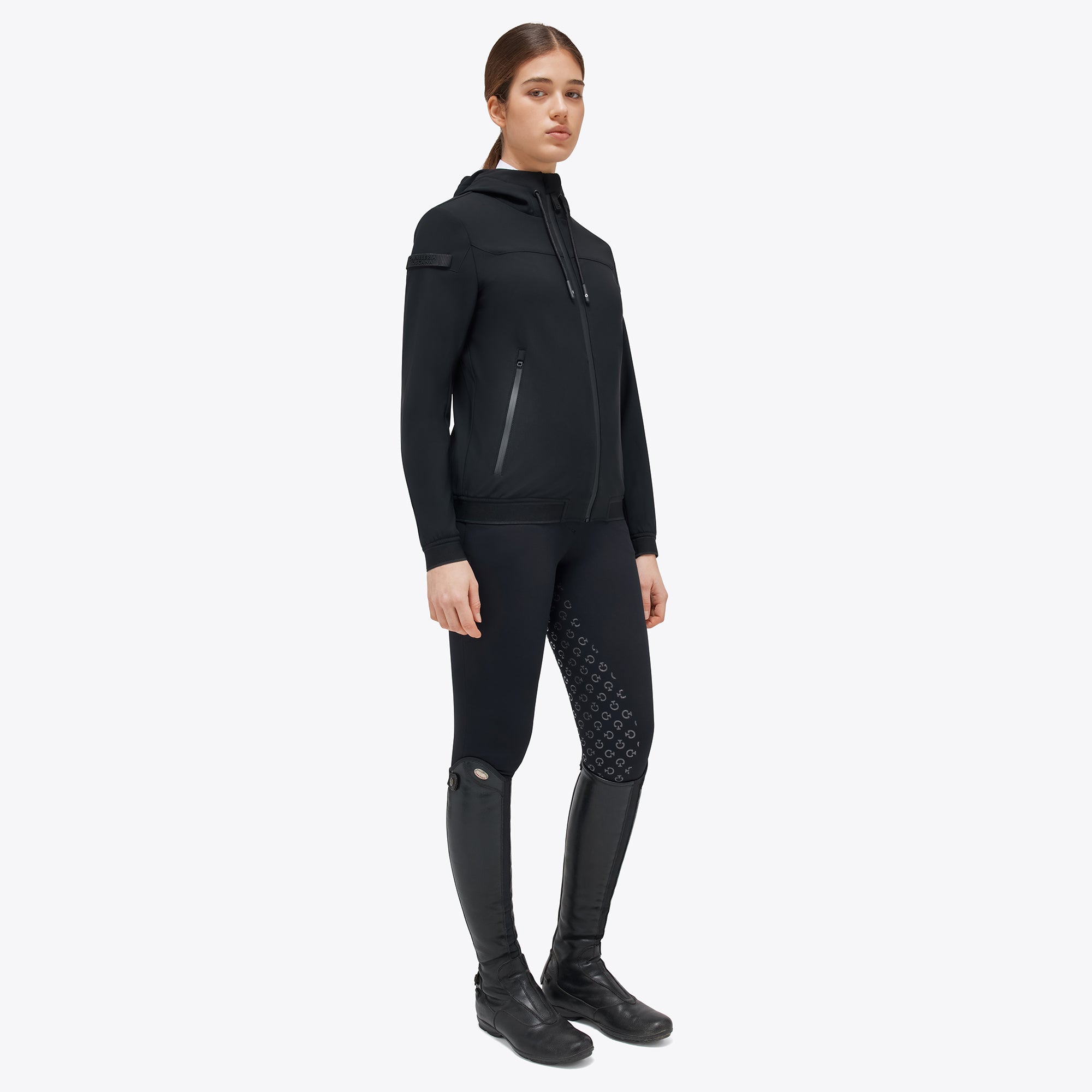 Abrigo Softshell con capucha de terciopelo y jersey para mujer - Negro (ÚLTIMO - GRANDE)