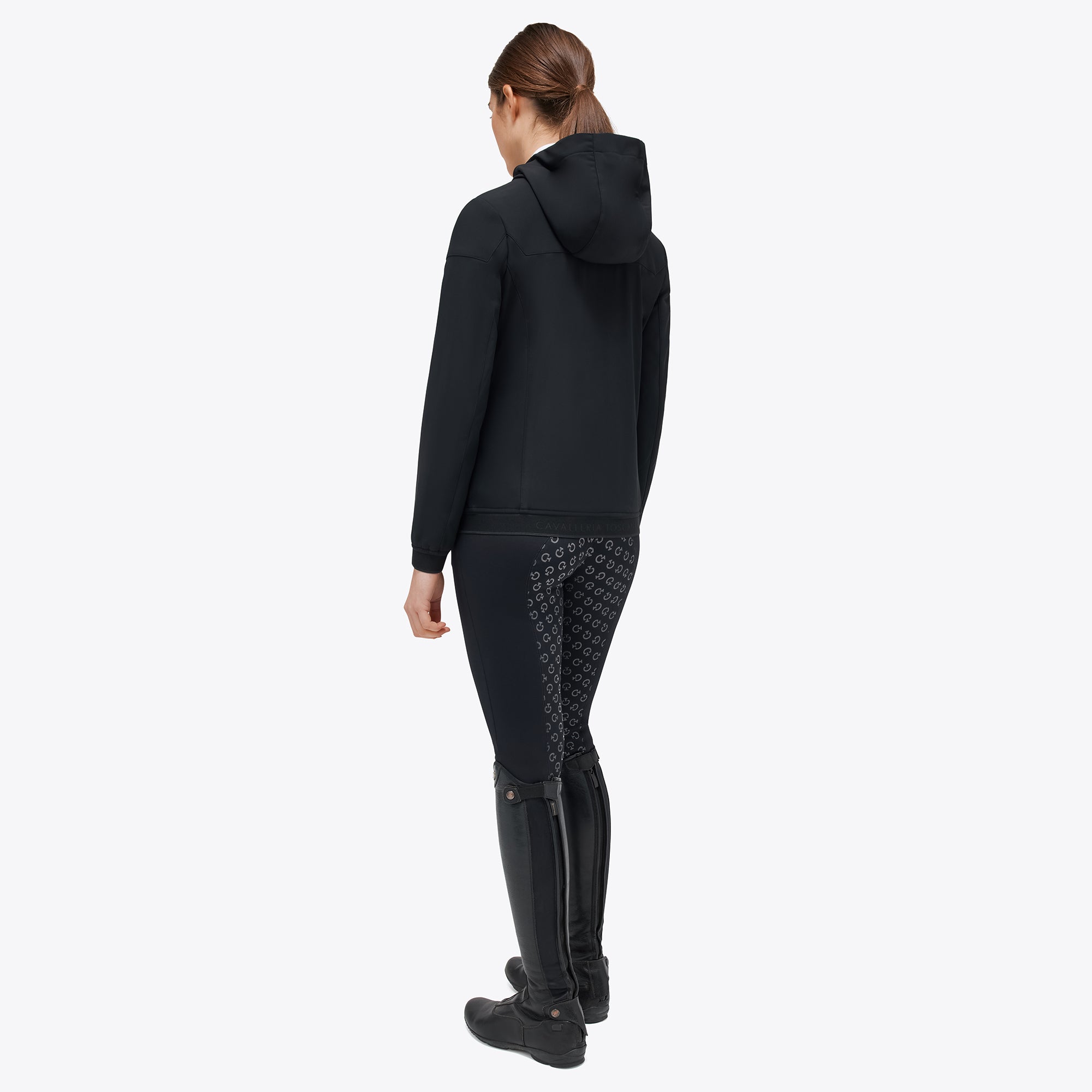 Abrigo Softshell con capucha de terciopelo y jersey para mujer - Negro (ÚLTIMO - GRANDE)