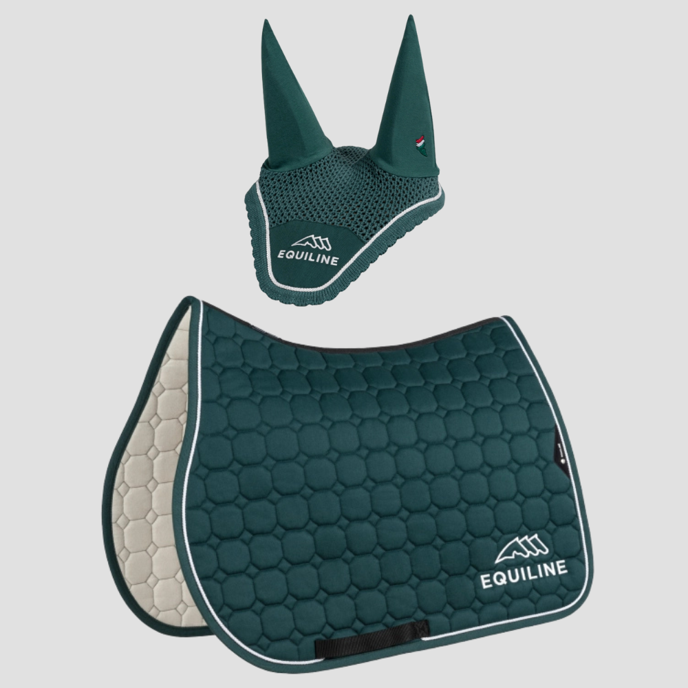 Combiset Outline Jumping Saddle Pad & Fly Hood - Green