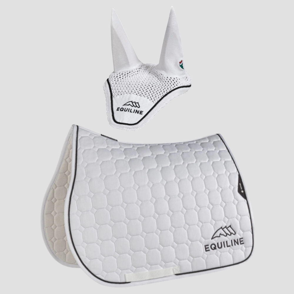 Combiset Outline Jumping Saddle Pad & Fly Hood - White