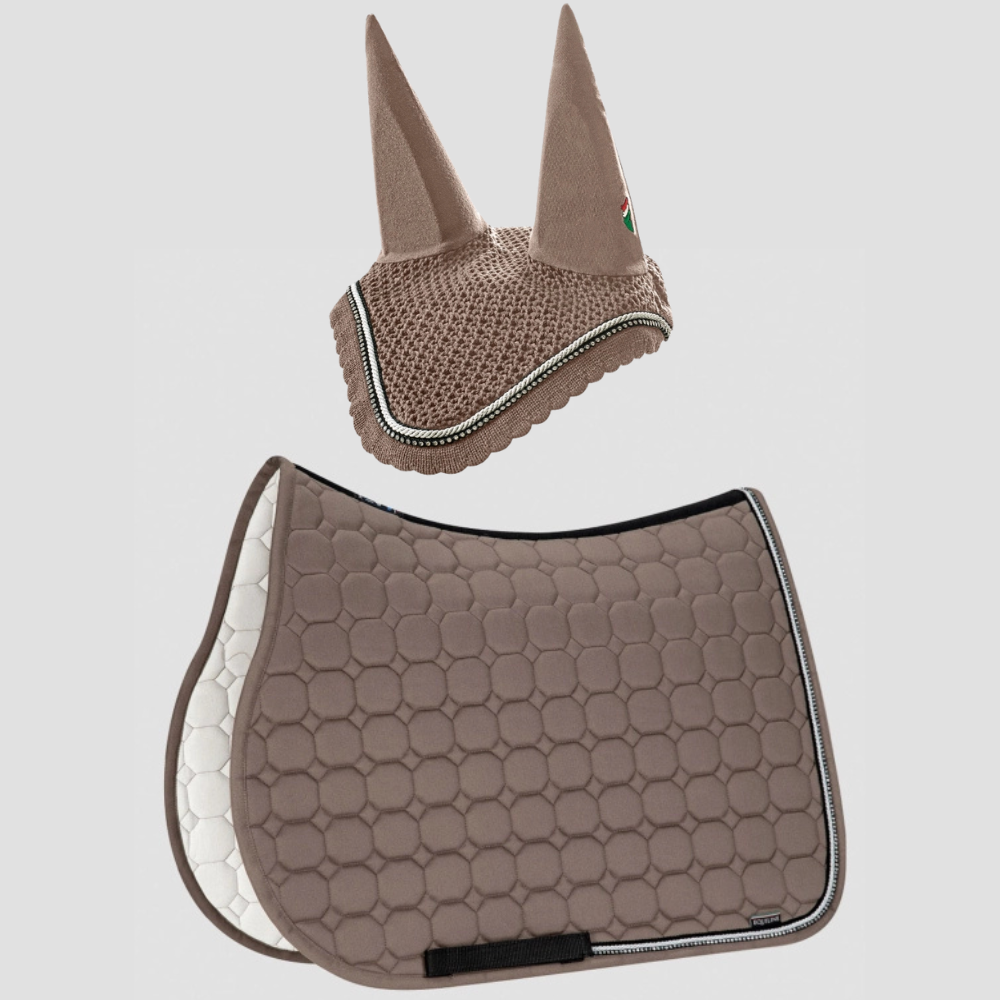 Combiset Rio Jumping Saddle Pad & Fly Hood - Cappuccino