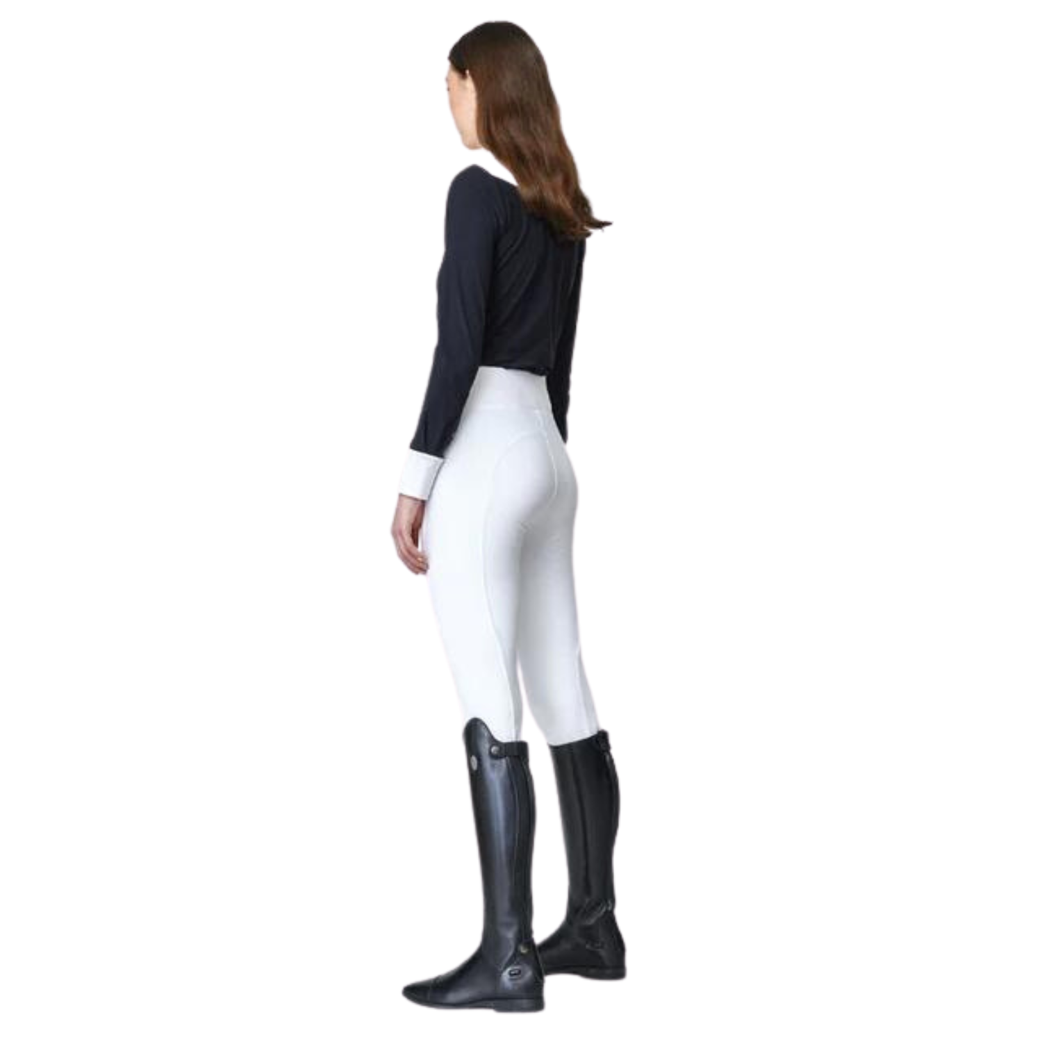 Ladies Compression Pull-On Knee Grip Breeches - White