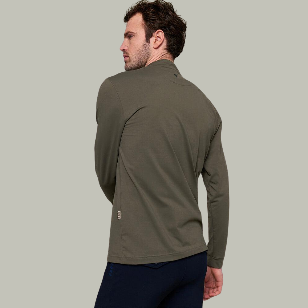 Mens Albe Long Sleeve Technical Polo - Olive Green