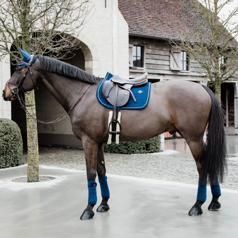 Basic Velvet Jumping Saddle Pad - Navy