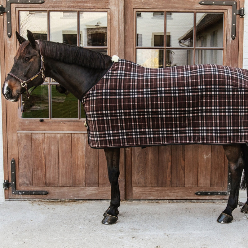 Fleece Rug Heavy - Check Printing Brown