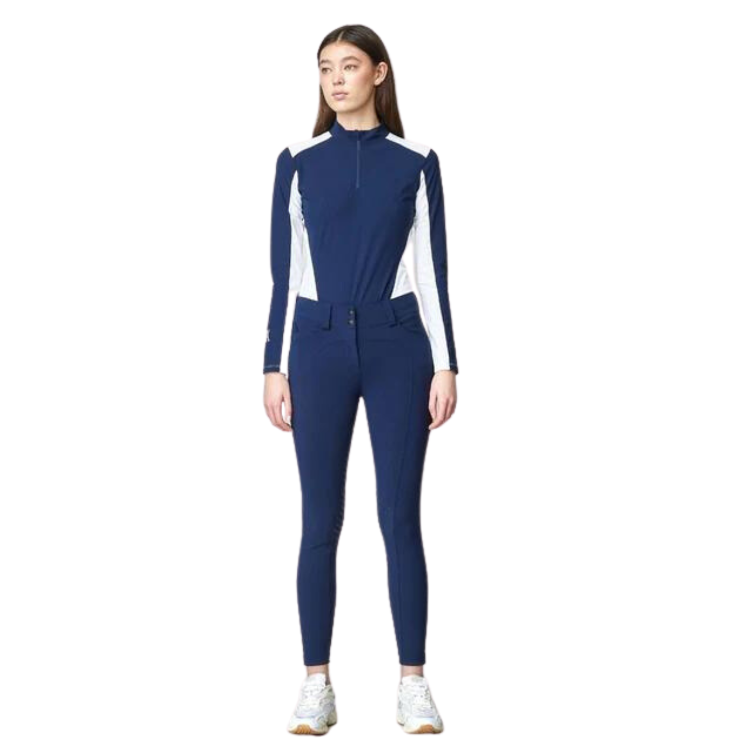 Ladies Compression High Rise Performance Knee Grip Breeches - Navy