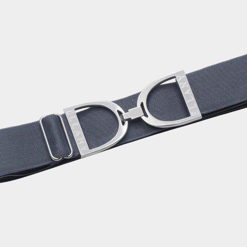 1.5" Silver Stirrup Elastic Belt - Denim