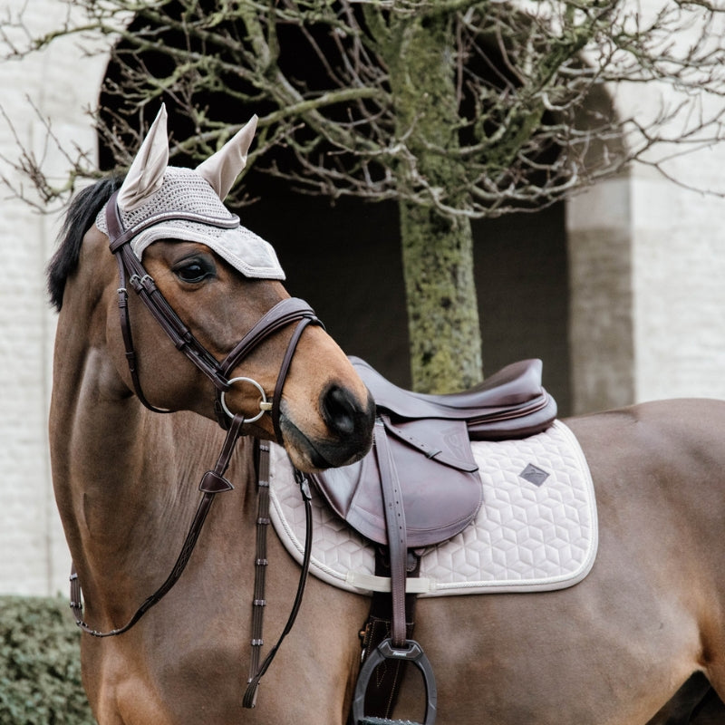 Basic Velvet Jumping Saddle Pad - Beige