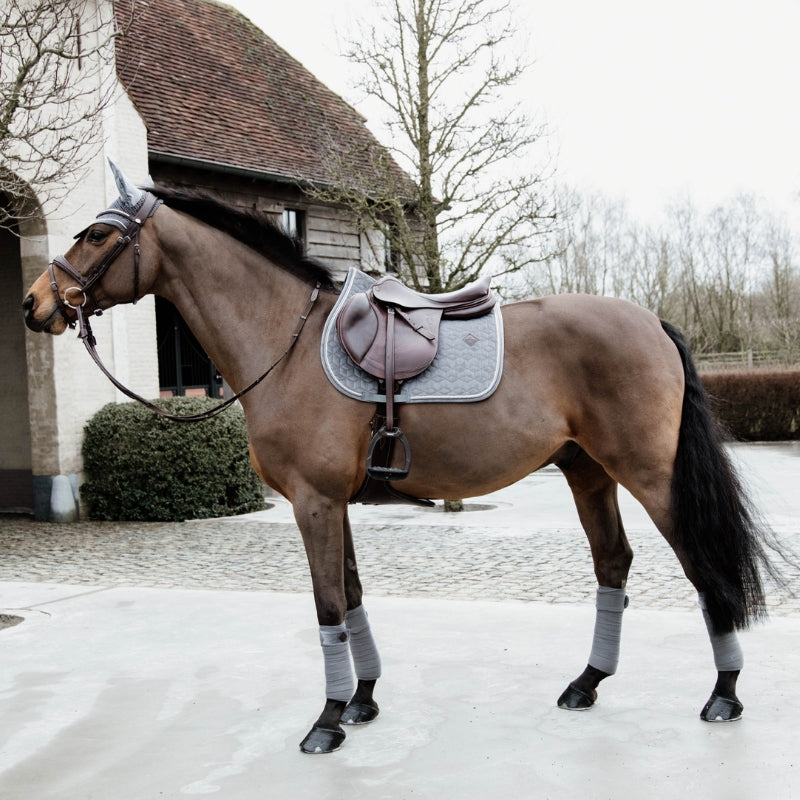 Basic Velvet Jumping Saddle Pad - Grey