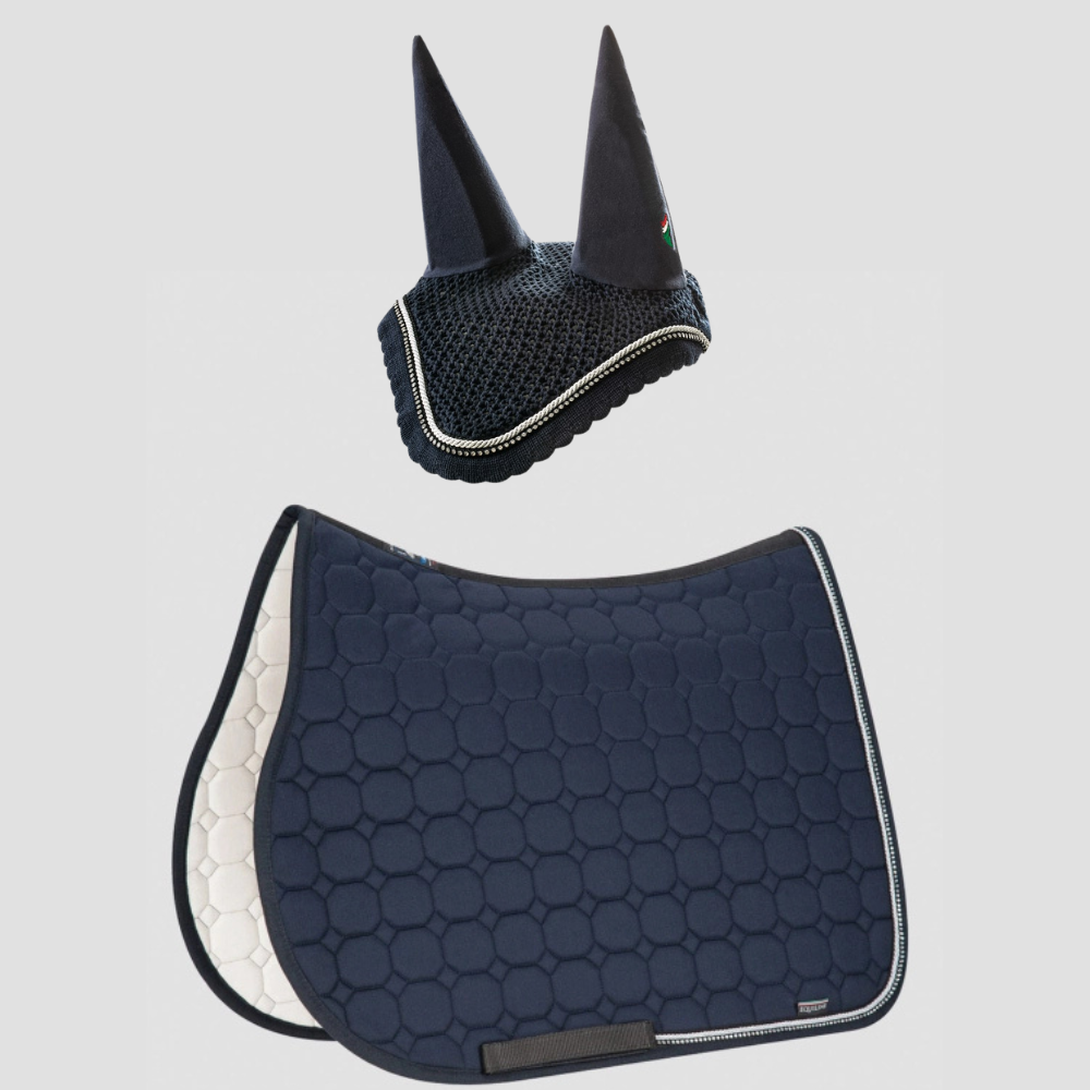 Combiset Rio Jumping Saddle Pad & Fly Hood - Navy