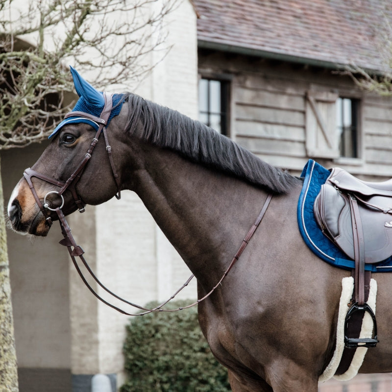 Basic Velvet Jumping Saddle Pad - Navy