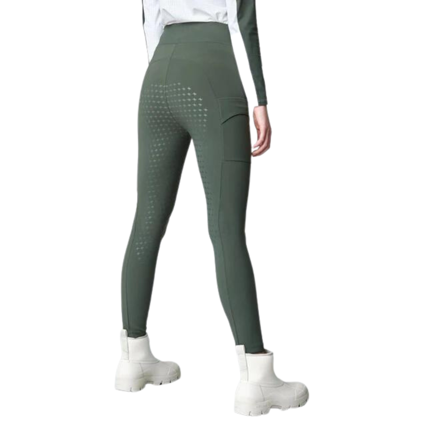 Ladies Compression Pull-On Knee Grip Breeches - Green