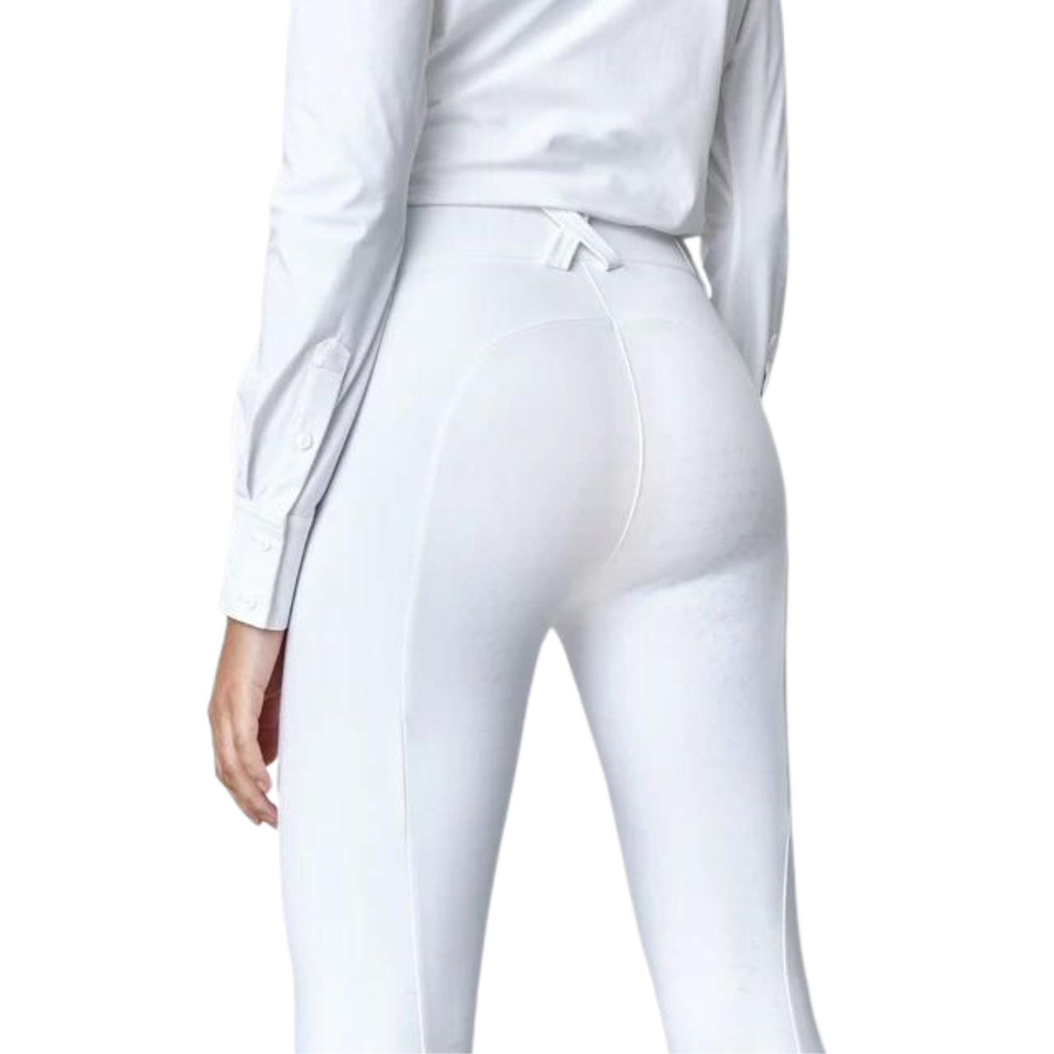 Ladies Compression High Rise Performance Knee Grip Breeches - White