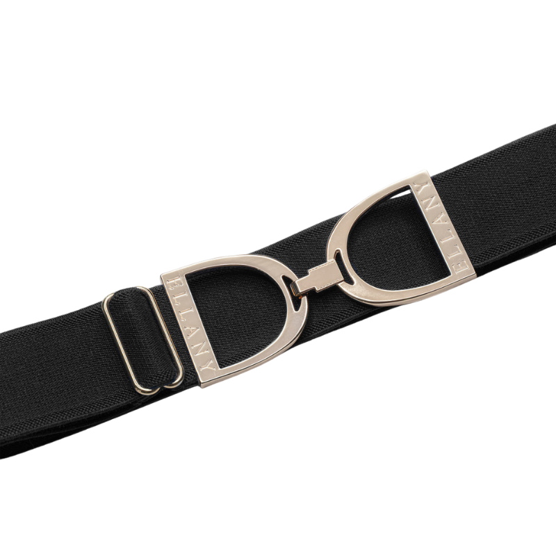 1.5" Gold Stirrup Elastic Belt - Black