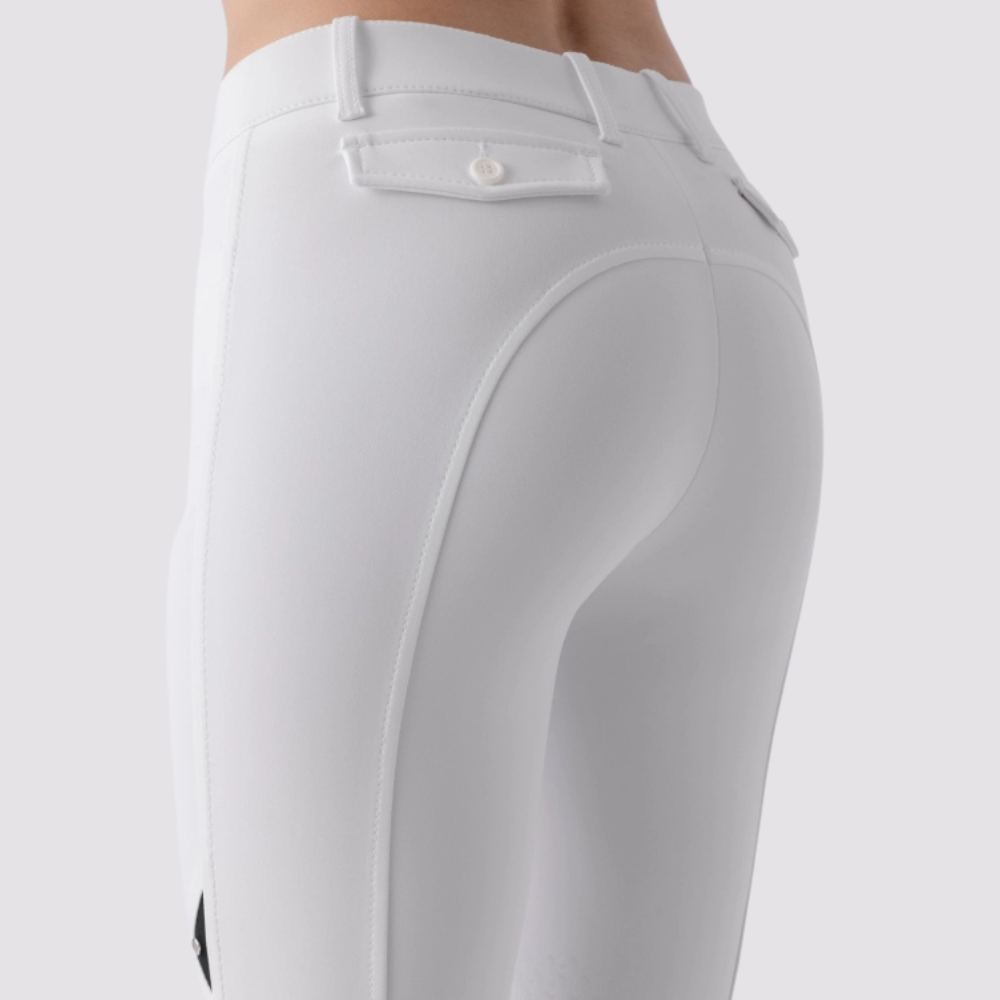 Ladies Atirk Medium Rise Knee Grip Breeches - White