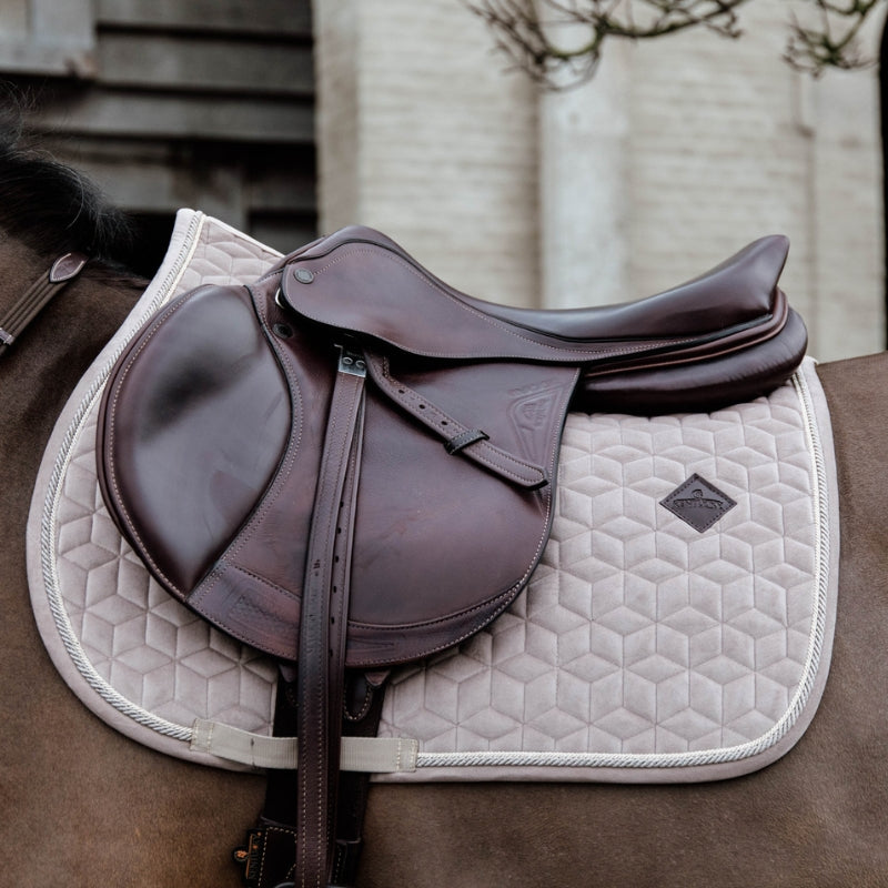 Basic Velvet Jumping Saddle Pad - Beige