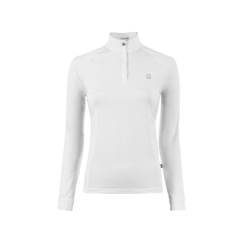 Ladies Long Sleeve Competition Half Zip Show Shirt - White